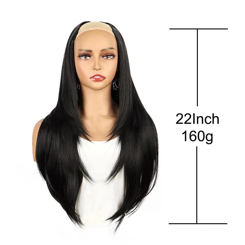 WIGSIN 22 pouces synthétique en forme de V couches 4 Clips longue Extension de cheveux raides mode p