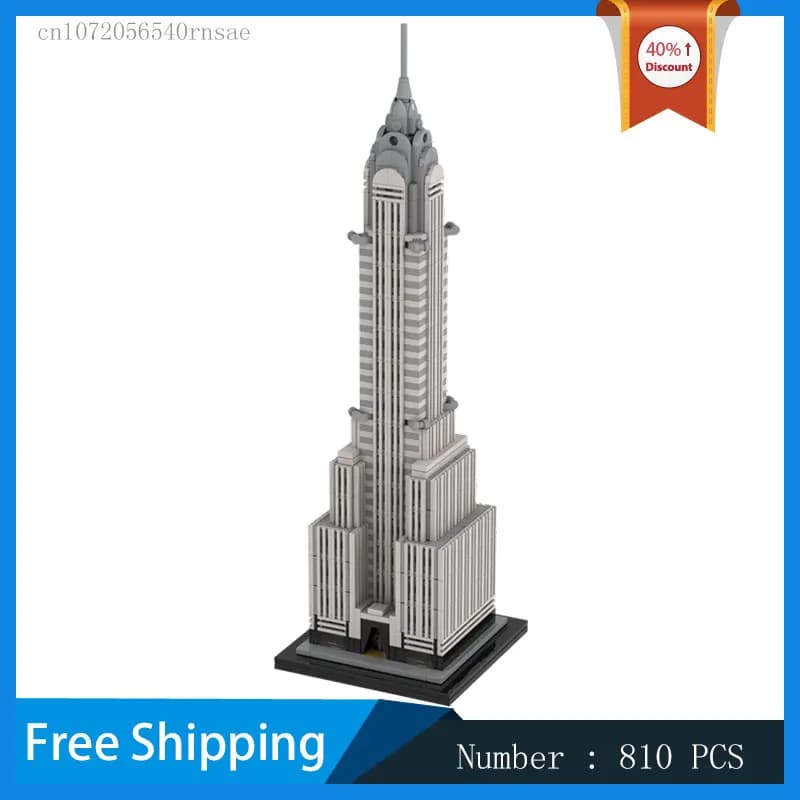 Blocs de construction MOC Chrysler Building, modèle de paysage urbain, briques DIY, série Street Vie