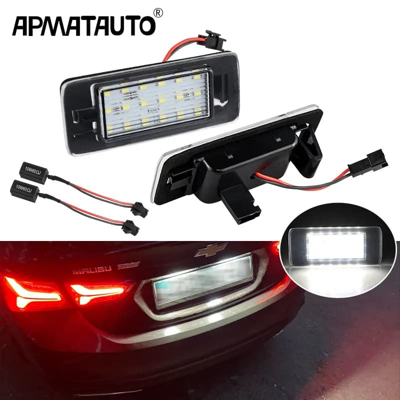 Lumières de plaque d'immatriculation Canbus LED blanches, 2 pièces, pour Chevrolet Malibu 2016 – 202