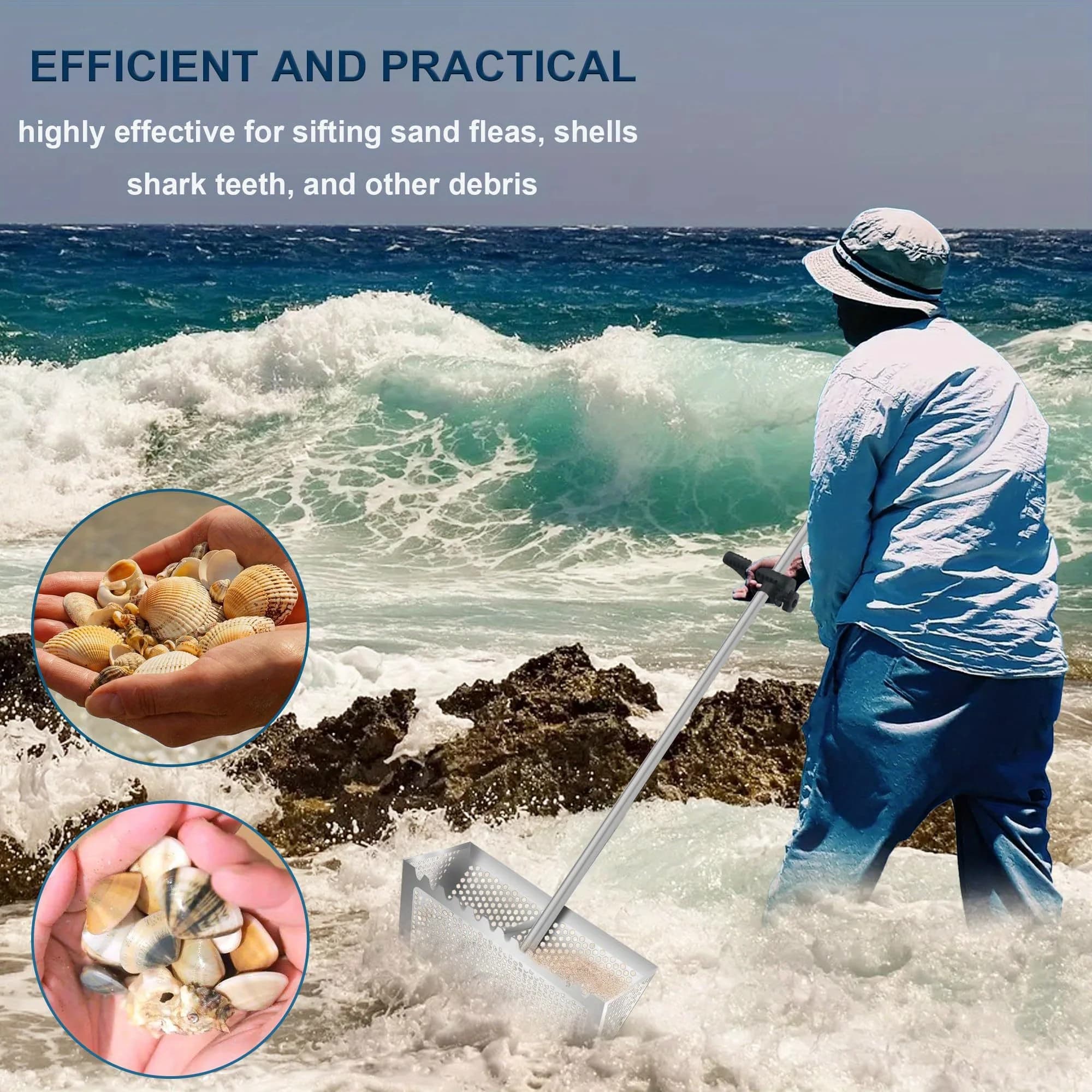 Tamis à sable pliable en acier inoxydable, fournitures de terrain pour dents de requin, pelle de pla
