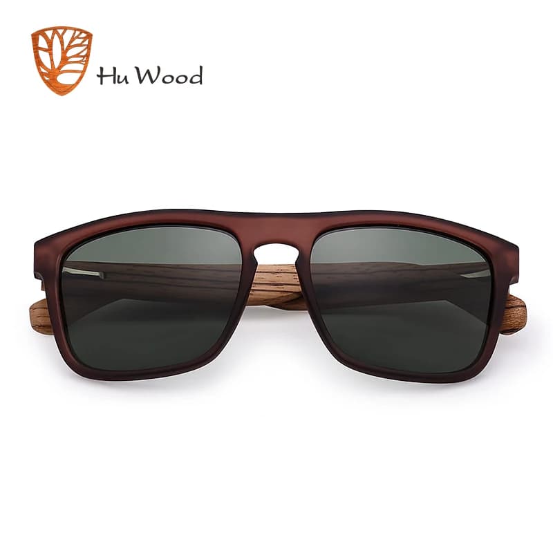 HU WOOD lunettes de soleil pour hommes bois de zèbre lunettes de soleil polarisées lentilles rectang