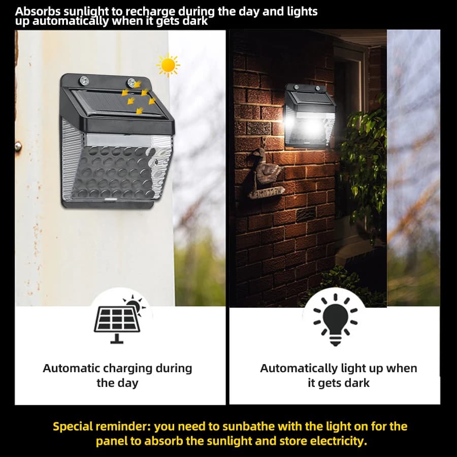 Mini Applique Murale Solaire LED avec Capteur de Lumière, Imperméable, pour l'Extérieur, Luminaire D