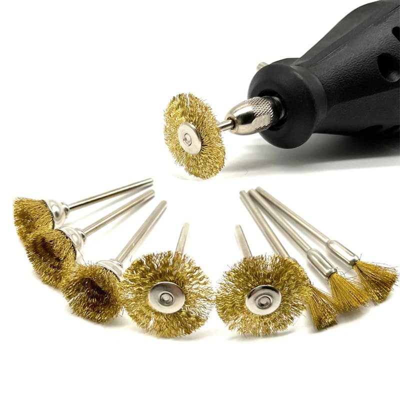 24 pièces brosse en laiton roues en fil d'acier brosses perceuse outils rotatifs polissage pour outi