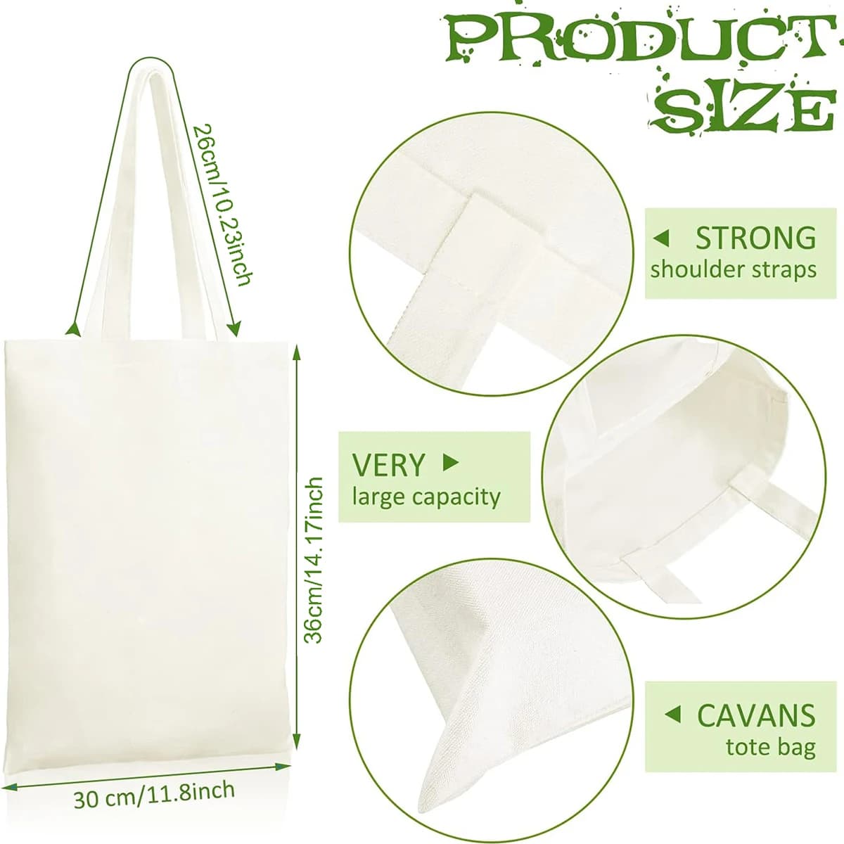 Paquet de 6 sacs fourre-tout en toile, sacs d'épicerie durables et réutilisables parfaits pour les i