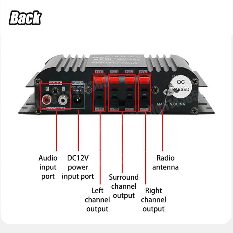 Amplificateur de son HiFi 4 canaux amplificateur Audio numérique Bluetooth 1600W puissance de crête 