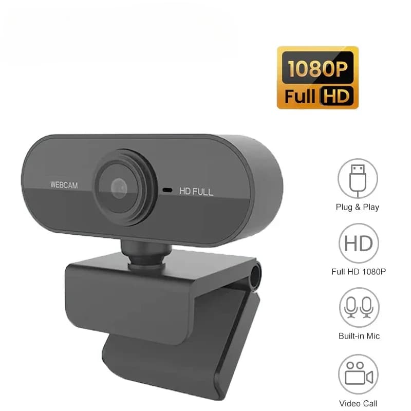 Webcam 1080P pour PC, caméra rotative USB sans lecteur avec microphone pour ordinateur de bureau, po