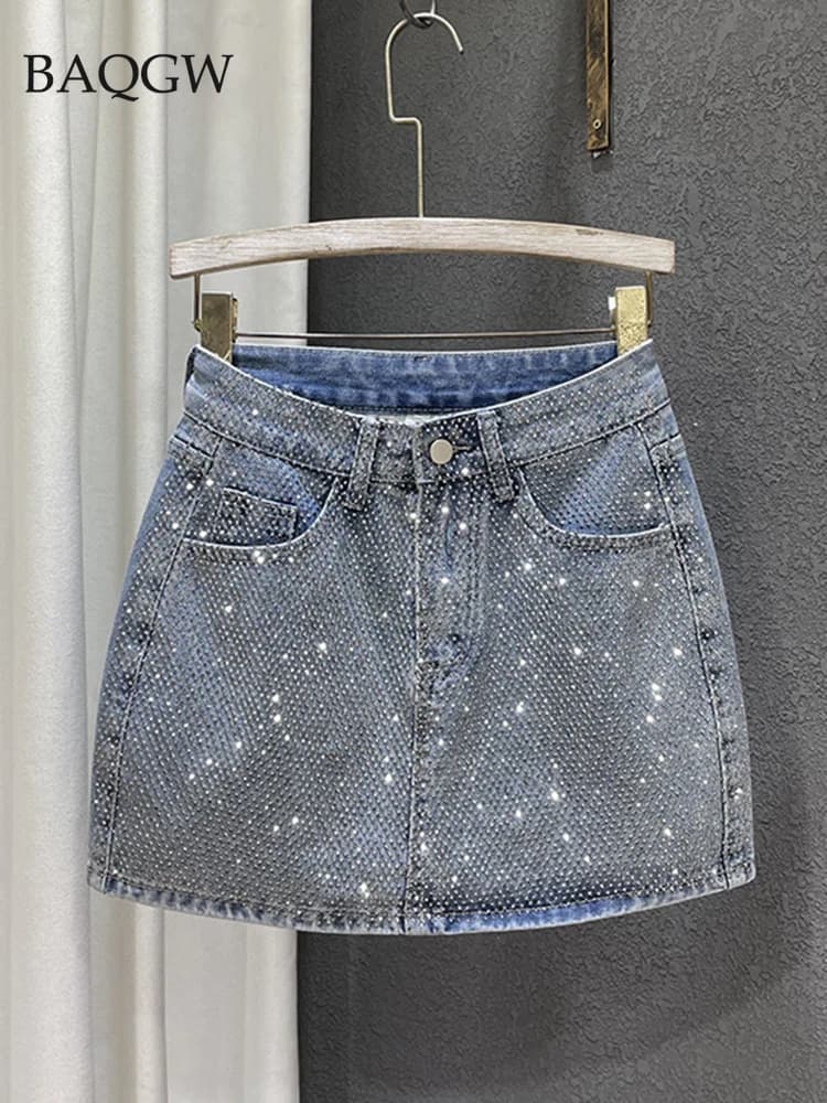 Jupe Trapèze en Denim pour Femme, Streetwear Taille Haute, Couleur Unie, Coupe Slim, Hanches Rondes,