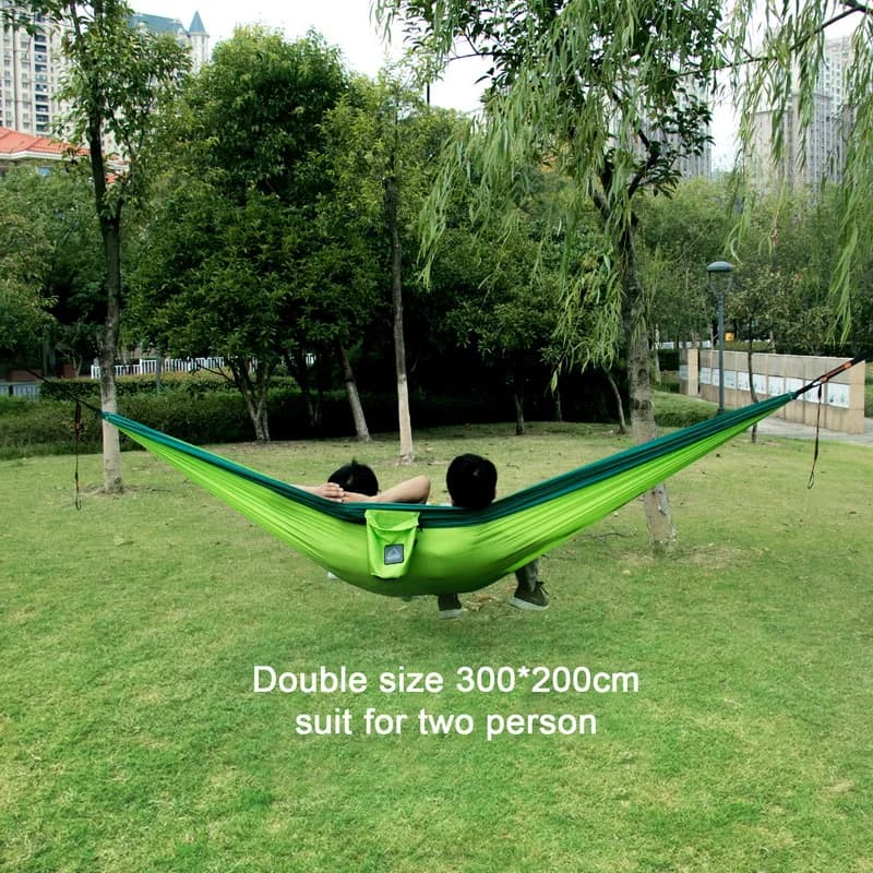 Hamac de jardin de randonnée de Camping en plein air de taille simple et Double de tissu de Parachut