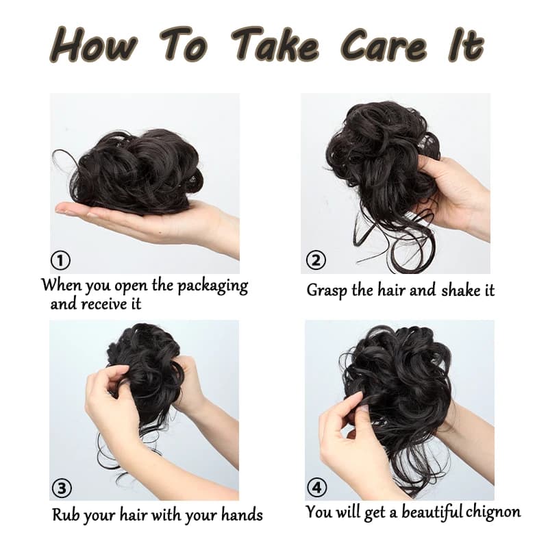 Chignon synthétique élégant bouclé en caoutchouc élastique, moelleux, facile à coiffer, adapté à un 