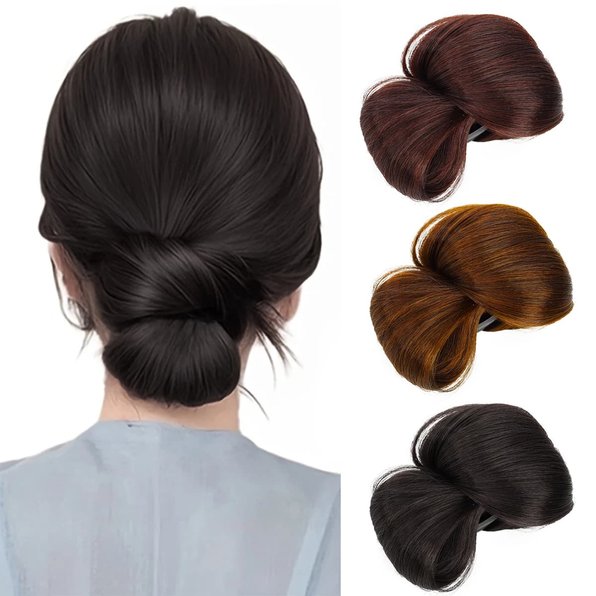 Perruque synthétique à tête sphérique basse de 4 pouces, une perruque chignon à clipser qui se conne
