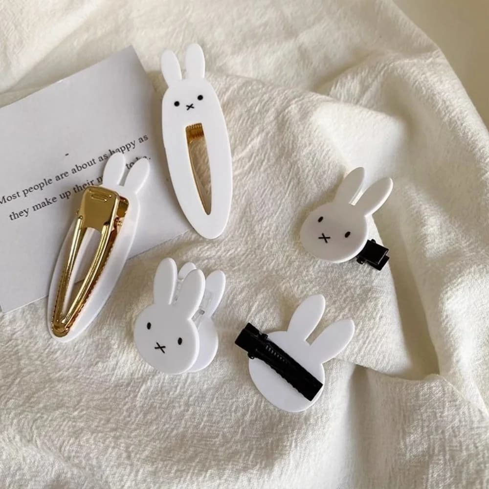 Pince de décoration de cheveux Miffy Kawaii Ins, pince à frange de princesse, lapin doux et Cool, co