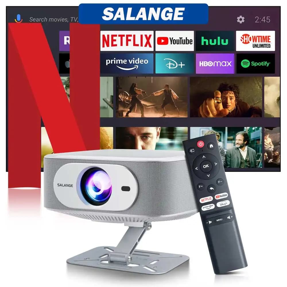 Projecteur Salange 1080P Vidéo 4K Prise en charge Android 13.0 OS Auto Keystone Focus électrique Gra