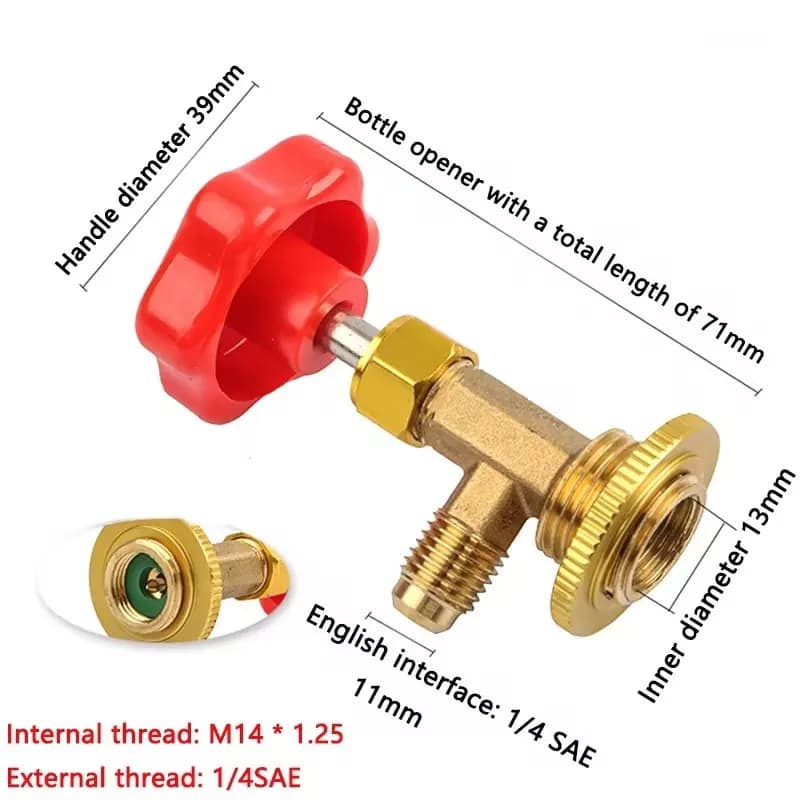 Ouvre-bouteille à Valve de distribution, connecteur 1/4 SAE, bouteille de réfrigérant Mayitr, peut t