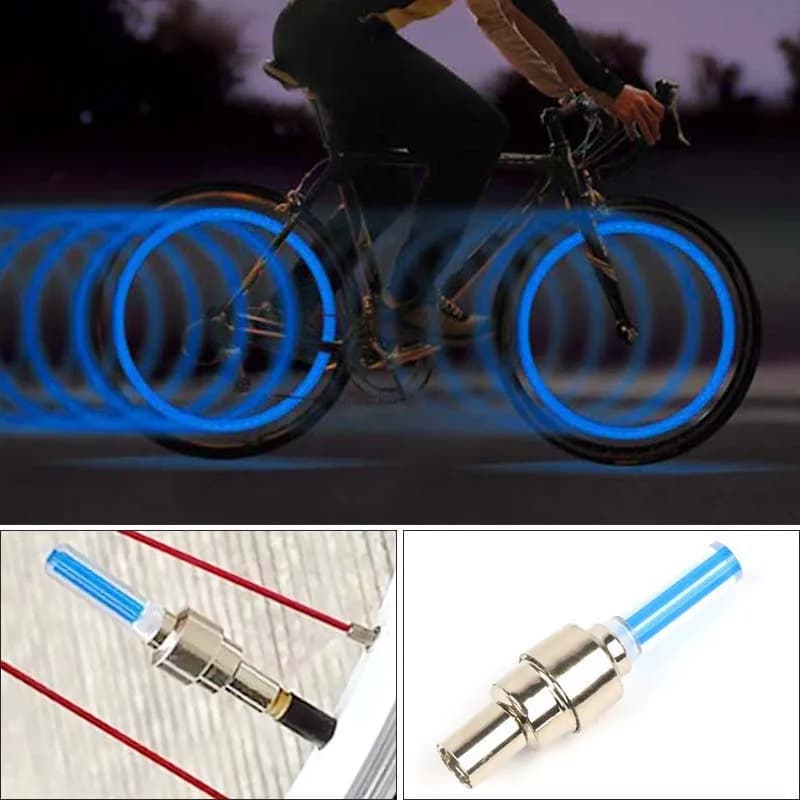 2 pièces néon vélo rayons lumières vélo lumière LED pneu Valve bouchon lampe de poche roue rayon lég