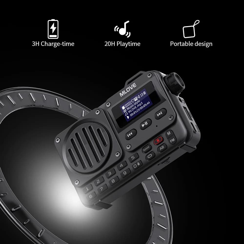 MLOVE – haut-parleur Bluetooth BV800 Super Portable, avec Radio FM, écran LCD, antenne, entrée AUX, 