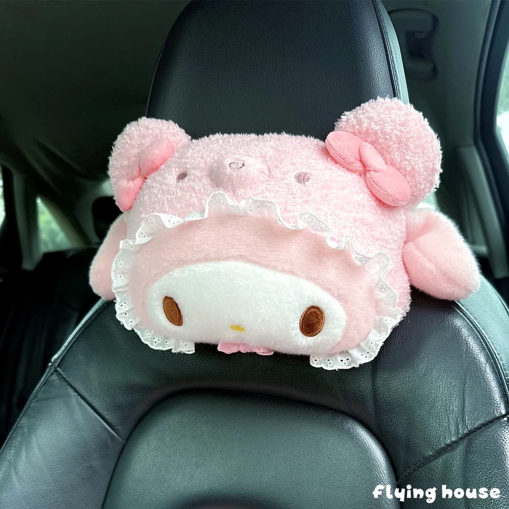 Coussin de Tête Mignon pour Siège de Voiture, Motif Dessin Animé Kuromi My Melody Cinnamoroll Pom Po