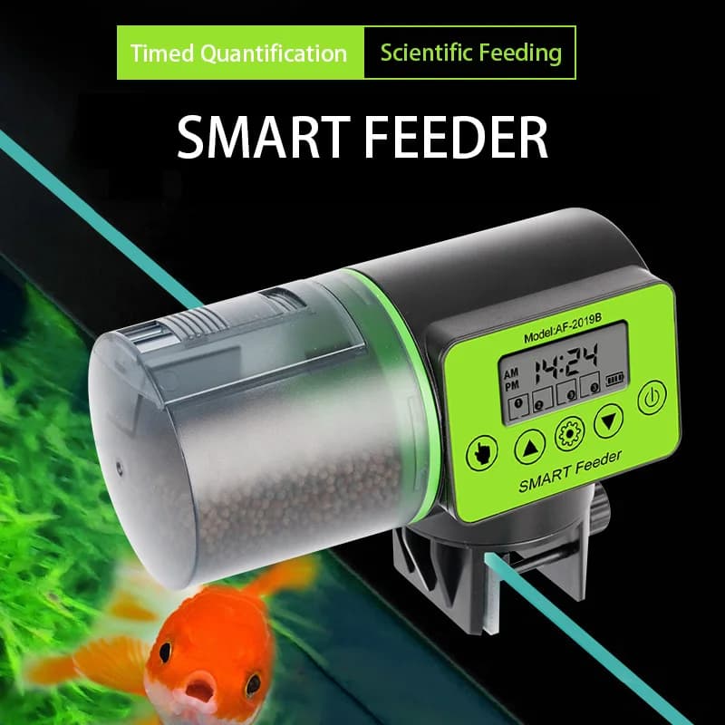 Mangeoire automatique numérique pour poissons, distributeur de nourriture en plastique pour aquarium