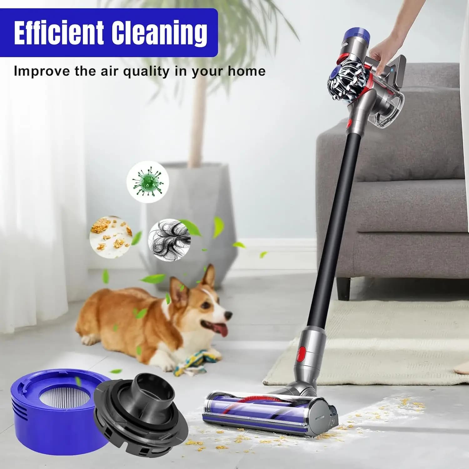 Couvercle arrière de moteur de remplacement, filtre pour aspirateur sans fil Dyson V7 V8, accessoire
