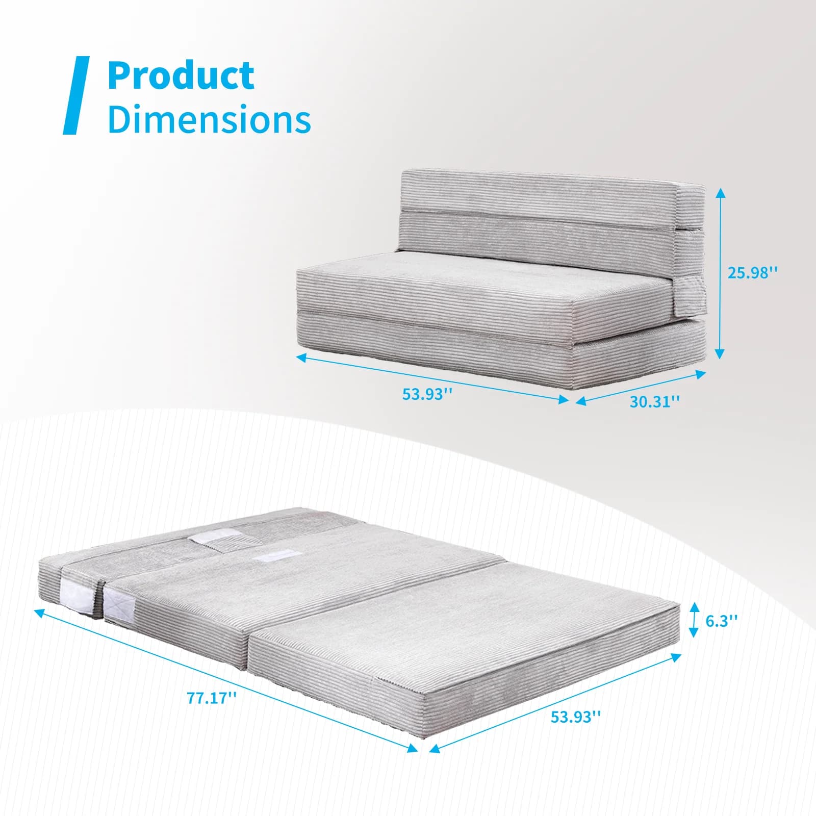 HORGgland-Canapé-lit pliant O, canapé-lit Leicomoses, chaise d'invité, canapé-lit, 6.3"