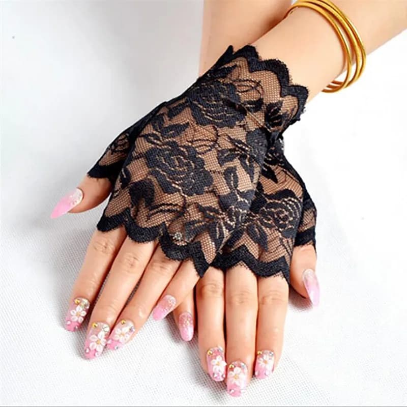 Gants de mariée Sexy en dentelle sans doigts pour femmes, gants habillés de fête, gants de protectio