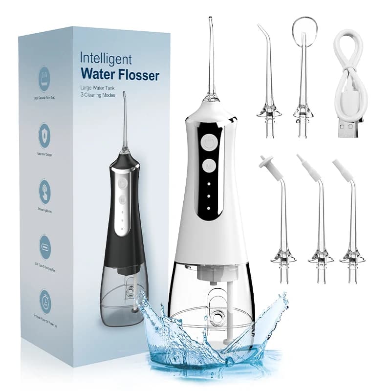 Irrigateur dentaire, hydropulseur domestique, Machine de nettoyage buccal, 5 buses, 3 Modes, Recharg