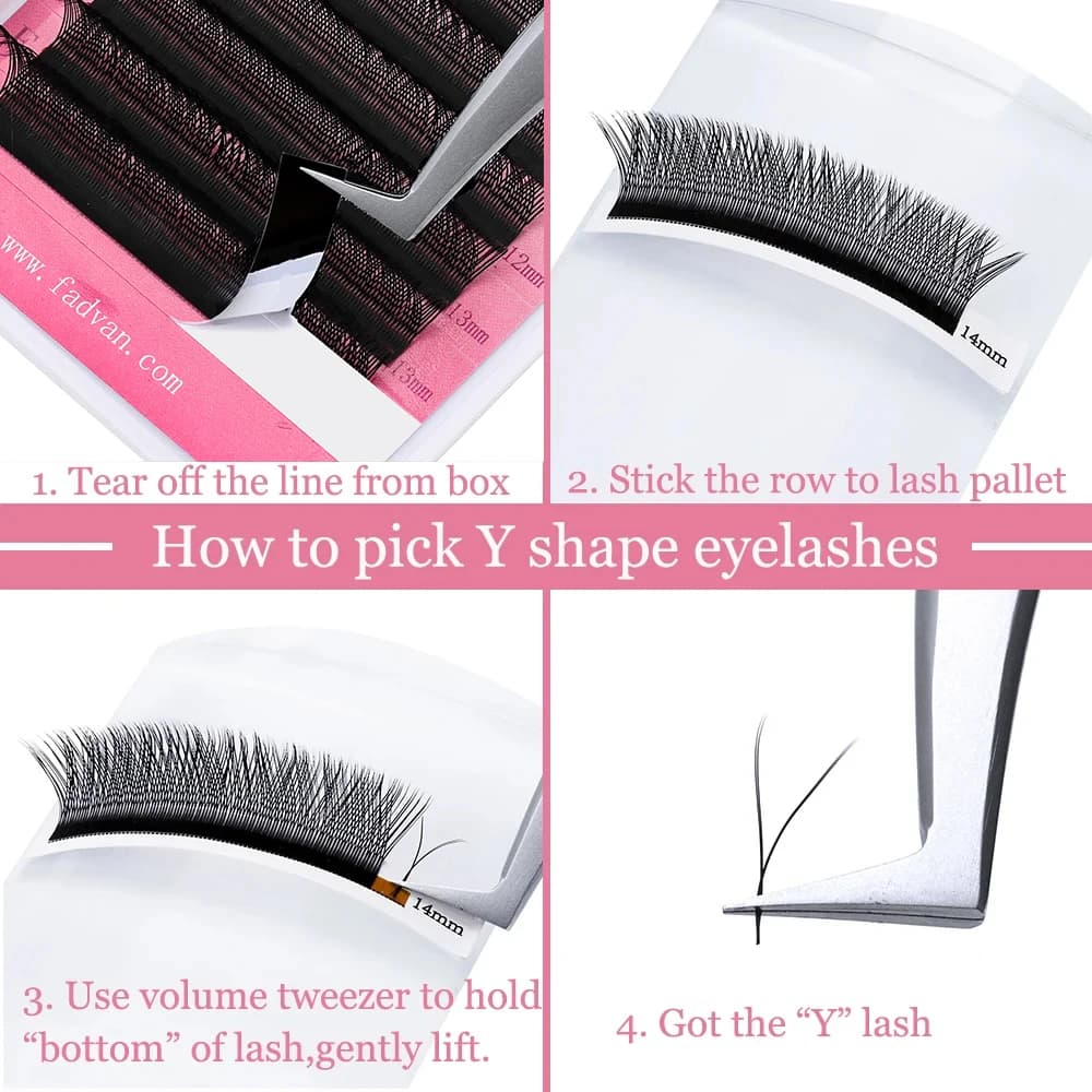 Extension de cils en forme de YY, 10 pièces/lot, faux cils de construction, maille Surround croisée 