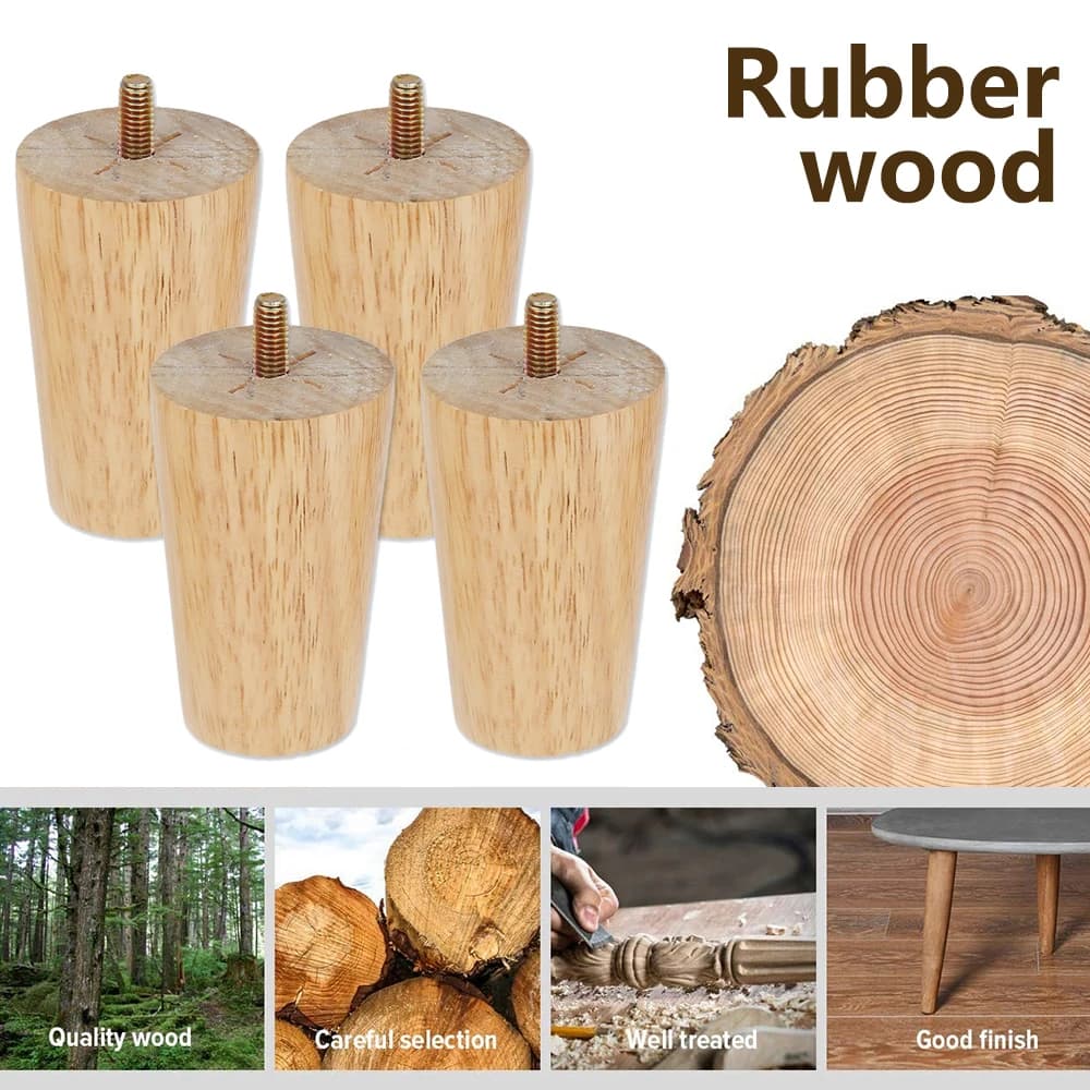 Kit de pieds de meubles en bois massif, 4 pièces, hauteur 8/15/20cm, pieds de Table obliques/droites
