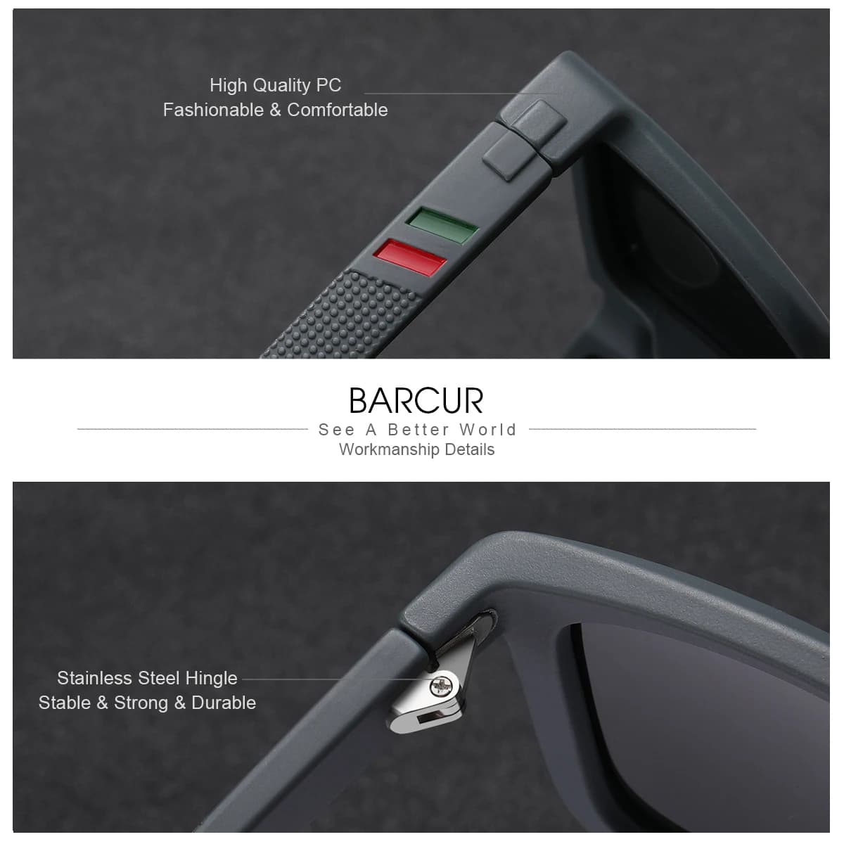 BARCUR 1 pièces sport marque hommes lunettes de soleil en plein air conduite cadre rectangulaire UV4
