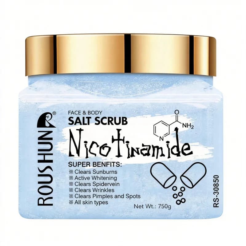 ROUSHUN Gommage au sel de nicotinamide, grand format familial, gommage corporel, nettoyage doux et p