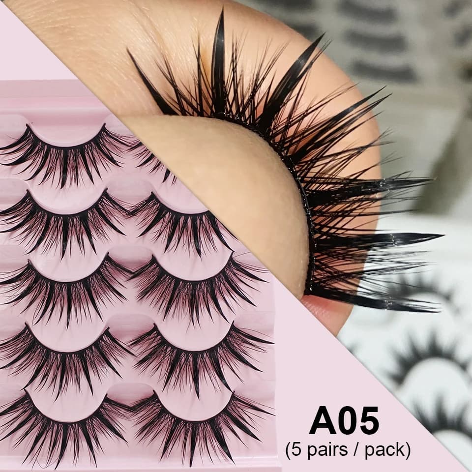 Faux cils cosplay féminins, maquillage coréen, nouveau style, pointes de support, cils 3D, cils mang