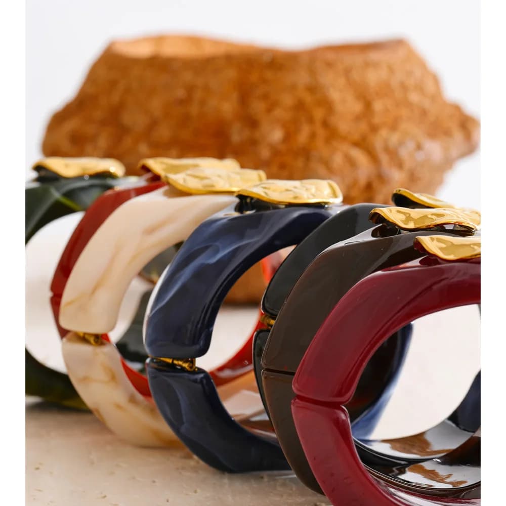 Yhpup 60mm multicolore résine large Bracelet Bracelet 2025 exclusif étanche en acier inoxydable Styl