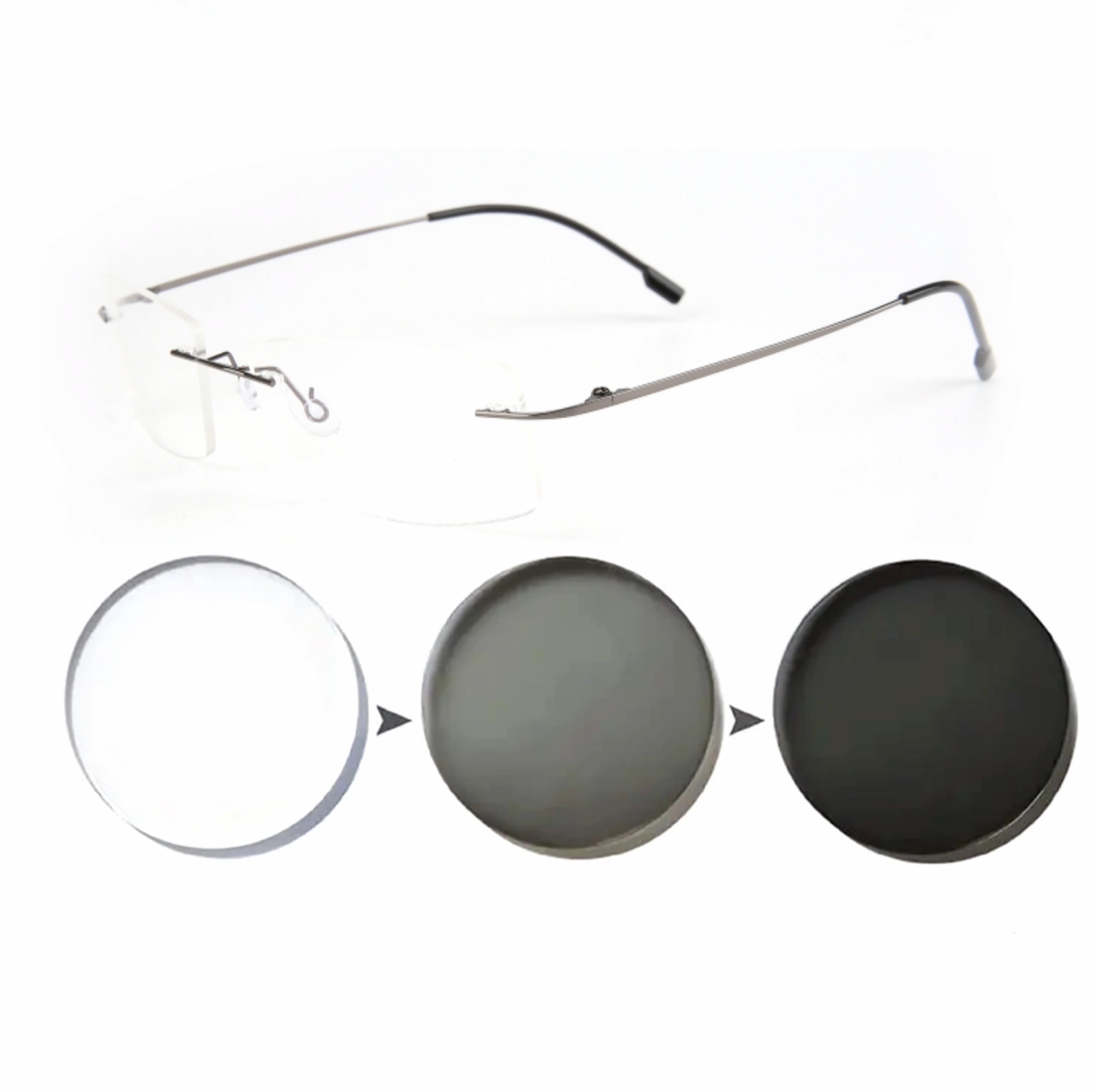 Lunettes de soleil photochromiques pour myopie, ultralégères, sans cadre, lunettes optiques finies, 