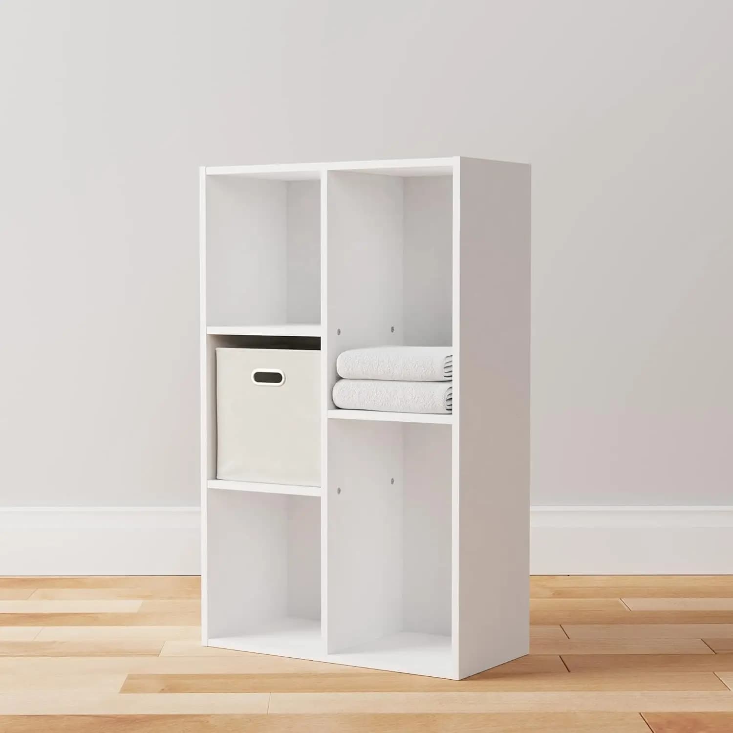 Bibliothèque de rangement à 5 cubes, étagères blanches robustes pour livres et objets de collection,