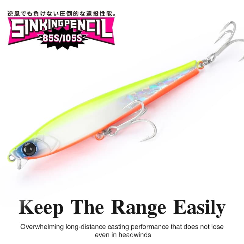 TSURINOYA leurre de pêche coulant 85S 105S crayon à lèvres courtes aérateur 85mm 20g 105mm 30g Max 9