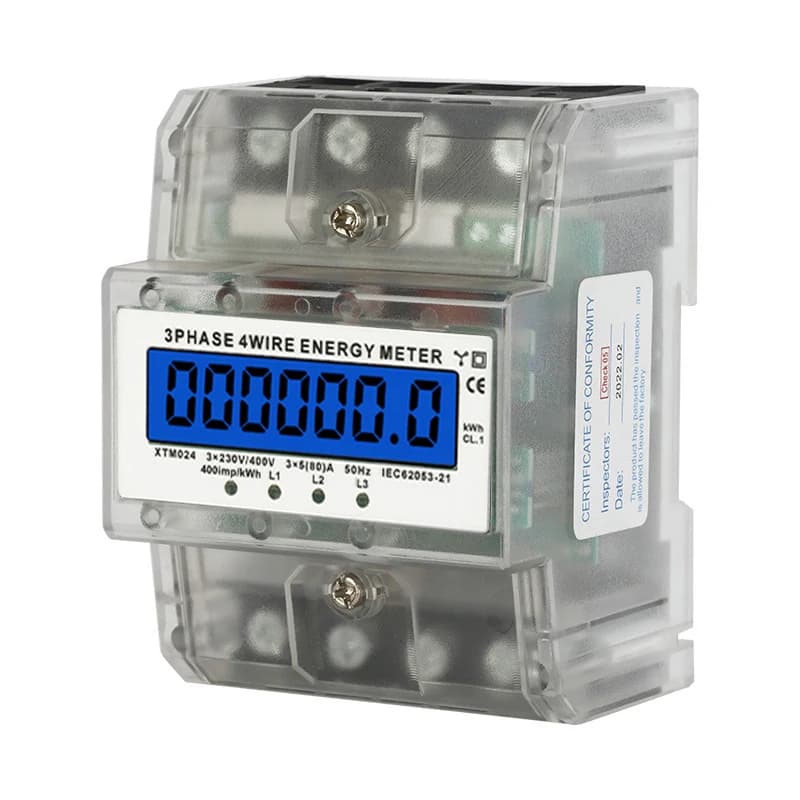 Compteur d'énergie triphasé 4 fils 220/380V, compteur de consommation d'énergie kWh, installation do