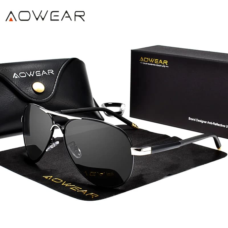 AOWEAR hommes Aviation lunettes de soleil hommes miroir polarisé lunettes de soleil pour homme HD co