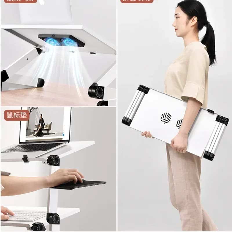 Table d'ordinateur portable pliante pour lit, bureau d'ordinateur paresseux, support mobile télescop