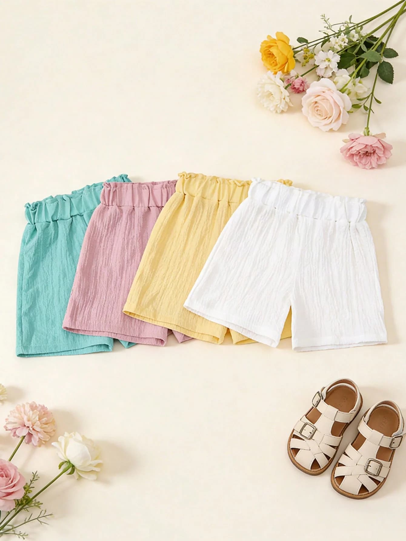 4 shorts à bulles pour filles, doux et confortables, offrant un confort frais et respirant en été po