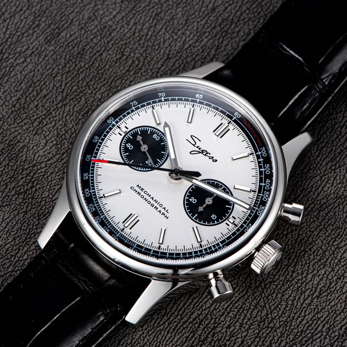 Sugess-Montre Pilote pour Homme, Chronographe Mécanique, Montre-Bracelet, Air Force, Saphir, Étanche