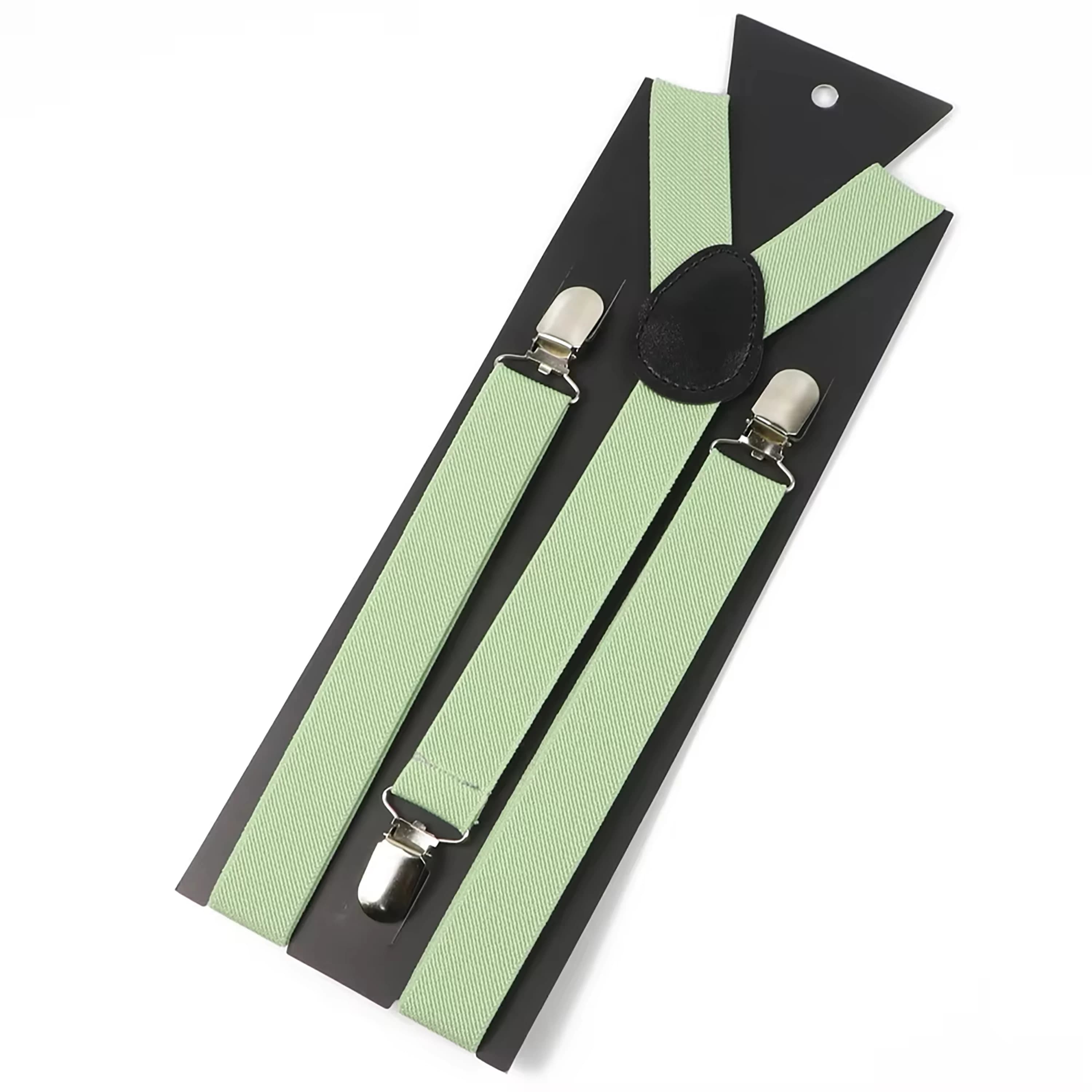 Bretelles en cuir élastiques de couleur unie pour hommes et femmes, noir, rouge, vert sauge, pantalo