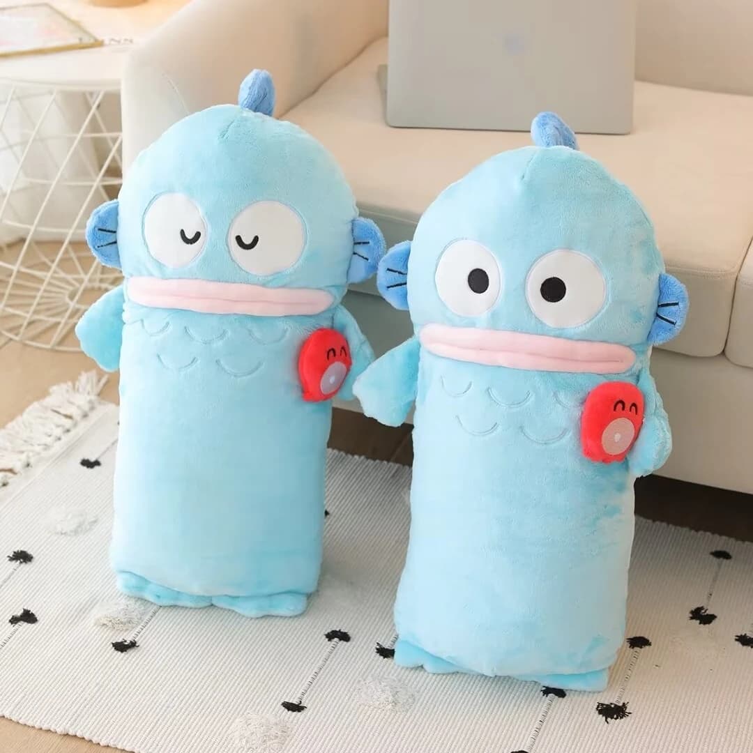 Coussin Long Hangyodon mignon de 60cm, oreiller en peluche de dessin animé, coussin de dos de canapé