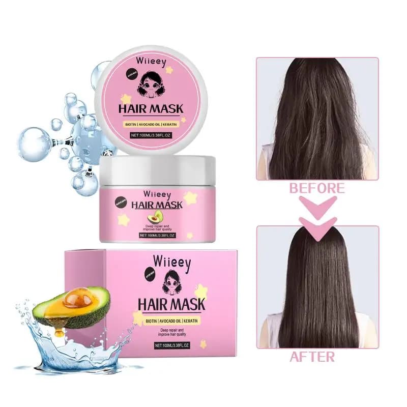 Masque Capillaire Nourrissant à l'Avocat pour Cheveux Brillants et Lisses, Hydratant, Anti-Frisottis