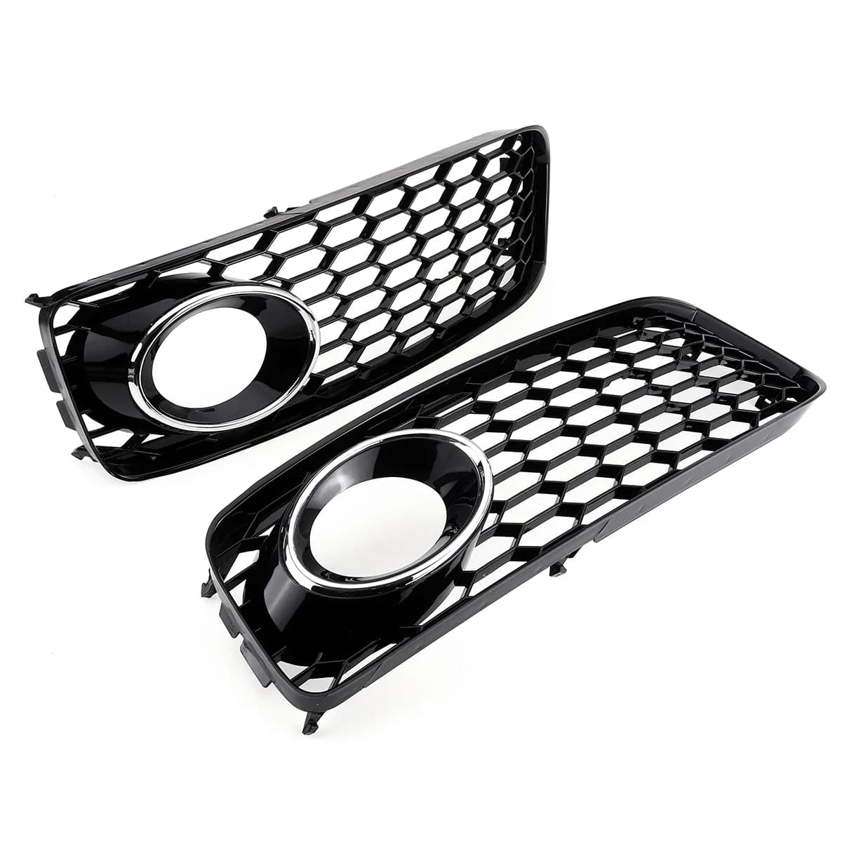 Noir/Chrome s-line antibrouillard lampe gril couverture nid d'abeille hexagonale calandre pour Audi 