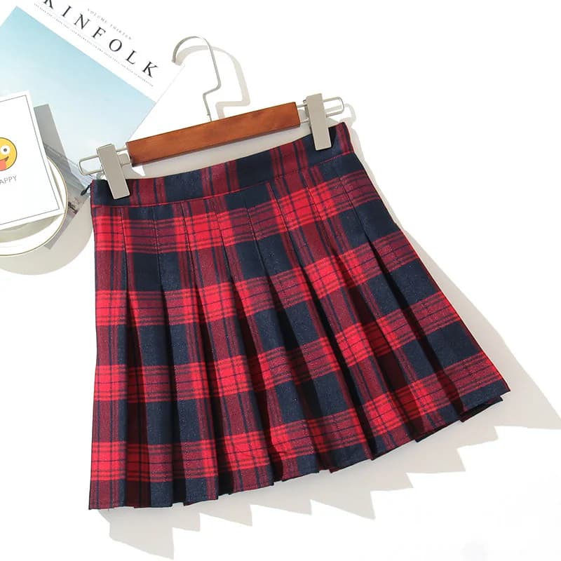 Mini jupe d'été plissée à carreaux pour femmes, coupe trapèze, décontractée, taille haute, pour étud