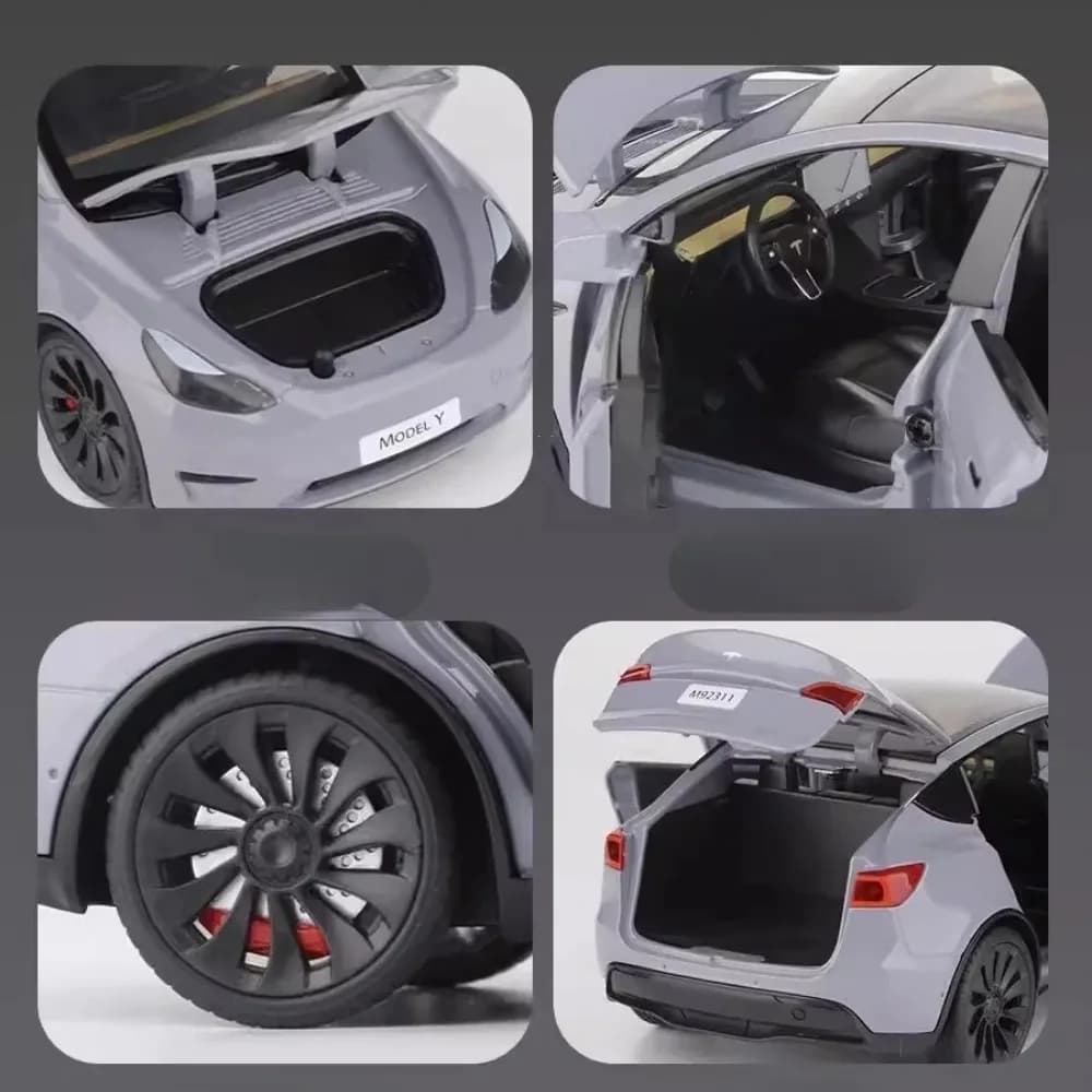 Modèle Y en alliage moulé sous pression, échelle 1/24, modèles de Simulation de voiture avec son et 