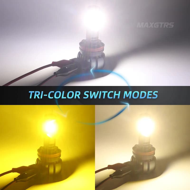 2 ampoules antibrouillard pour phares de voiture, Double Tri Color, H3 H11 H8 H16 JP 9005 HB3 9006 H