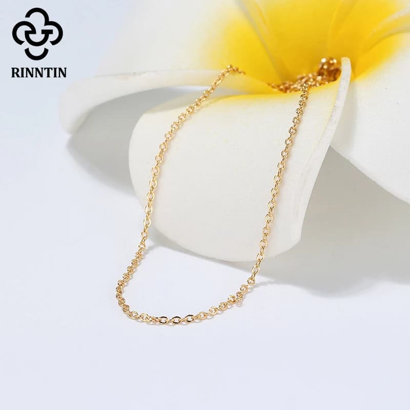 Rinntin 18K or 925 en argent Sterling mode câble lien chaînes collier pour femmes mince cou chaîne a