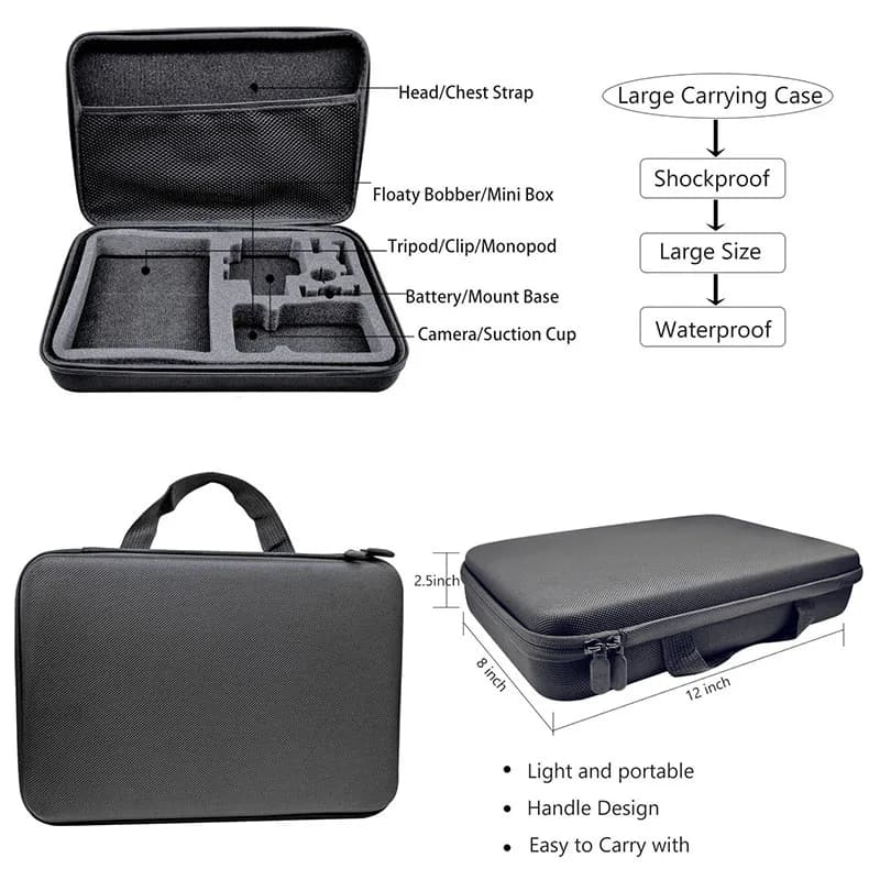 KFFTWWX-Kit d'accessoires étanches pour GoPro fore13, 12, 11, 10, 9, boîtier, trépied, support monop