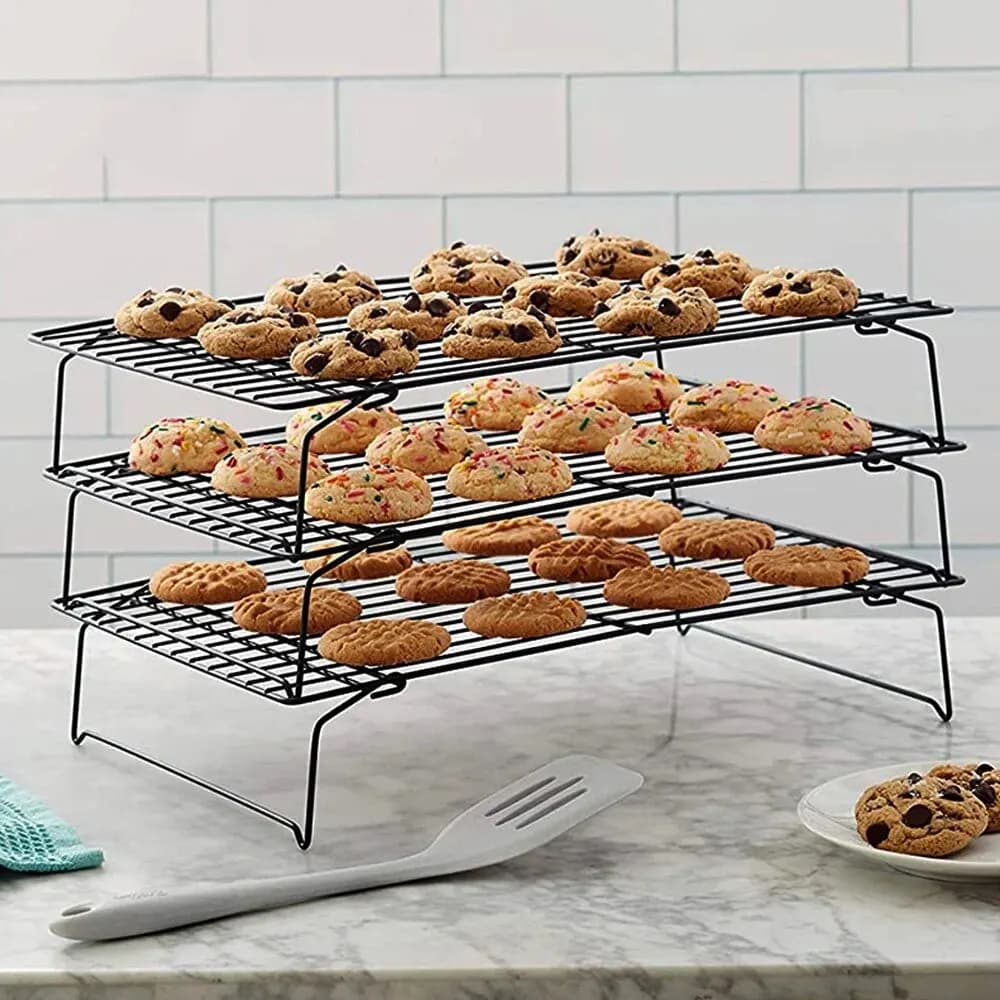 Grille métallique antiadhésive, plateau de cuisson, support de refroidissement de gâteaux, four en a
