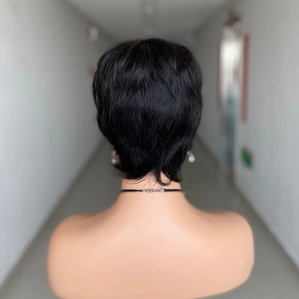 Perruque courte coupe lutin cheveux humains prêt à porter perruques de cheveux humains brésiliens po